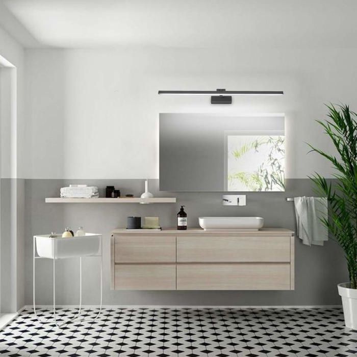 Aplique de pared LED para baño con luz IP44, 16 W, 1170 lm, para armario, moderno, 4000 K, negro.