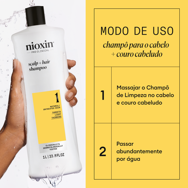 Nioxin Professionals Scalp Hair Shampoo 1 Lättförtunnat schampo Naturlig hårstyrka och volym 1000 ml 1000 ml