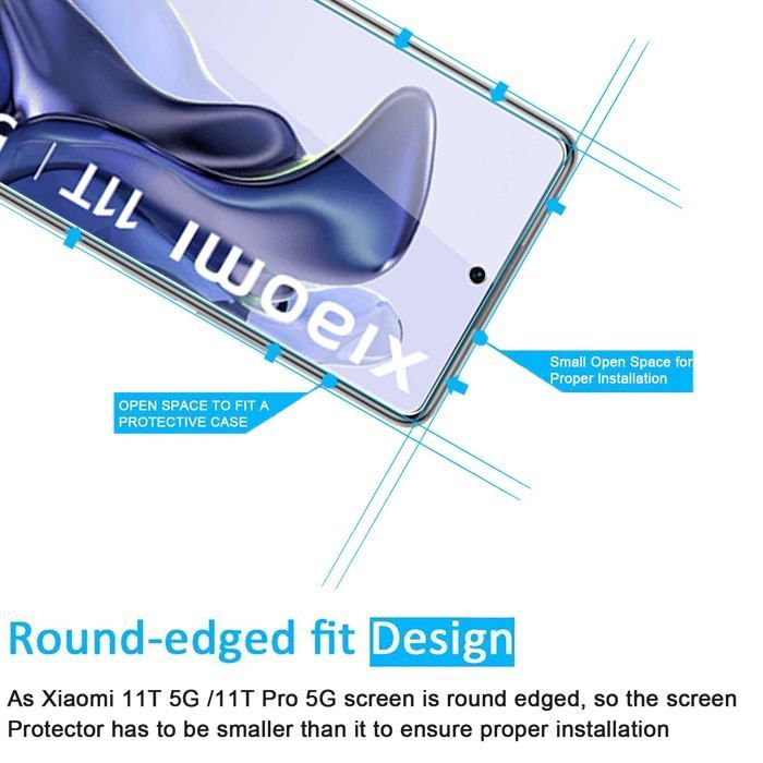 Paquete de 3 protectores de pantalla de vidrio templado para Xiaomi 11T 5G / Xiaomi 11T Pro 5G. Protector de pantalla eficaz contra arañazos y sin burbujas.