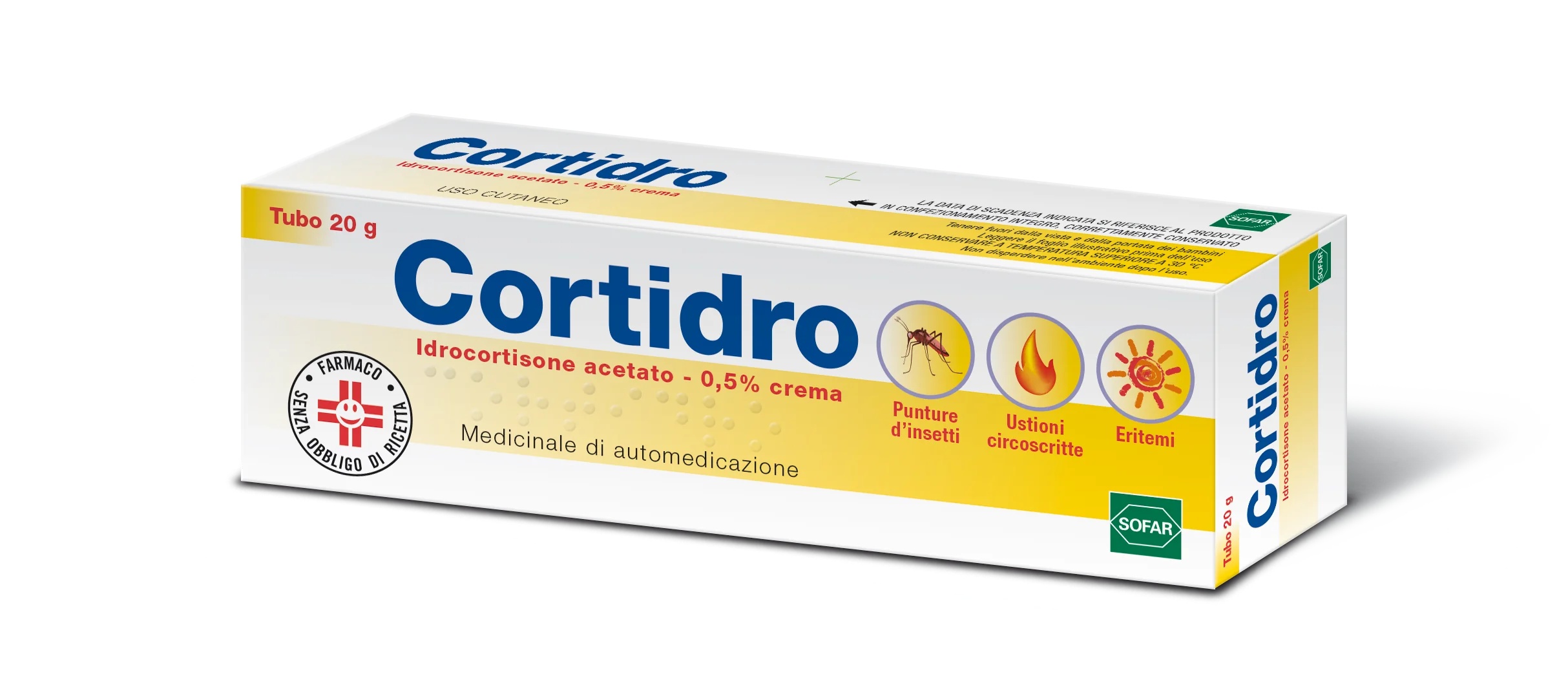 SOFAR Cortidro 0,5% hydrocortisonacetaatcrème 20 g tegen irritatie