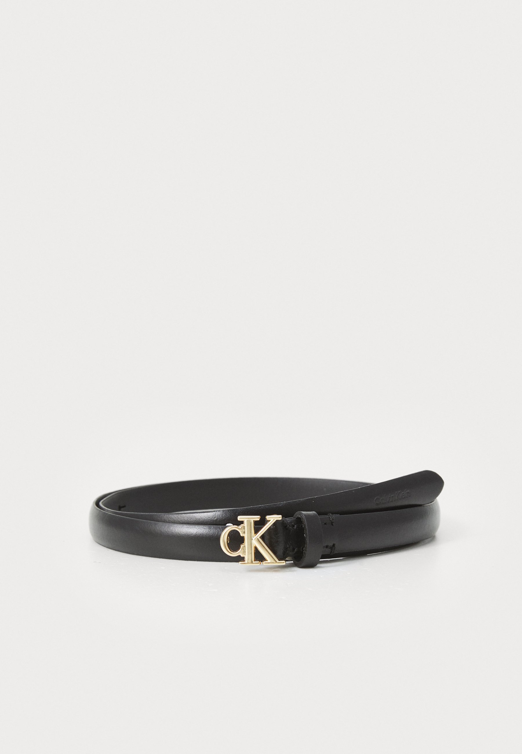 Calvin Klein LOGO BUCKLE - Pásek - black/antic light gold-coloured