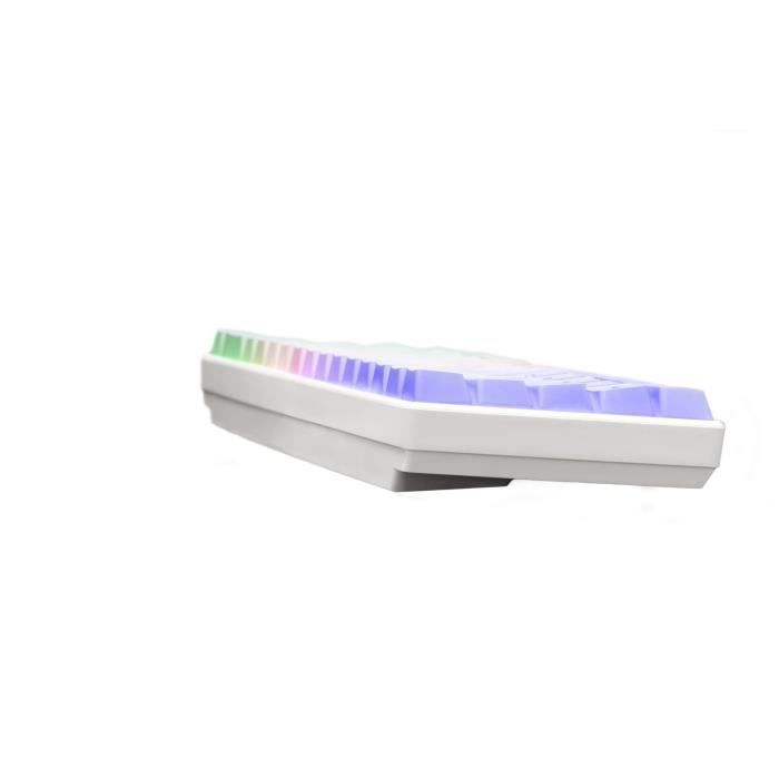 Teclado Gamer - Membrana - The G-Lab - KEYZ HYDROGEN WL - Retroiluminação Arco-Íris - Sem Fio - Semi-mecânico - AZERTY - Branco