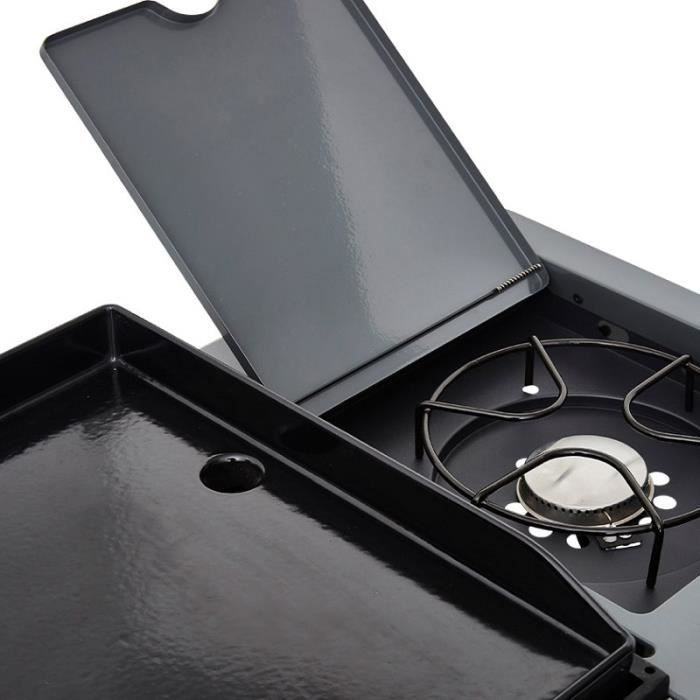 Barbecue à charbon + Plancha à gaz Bi Energy Gun Metal Brasero Favex 110 cm Noir