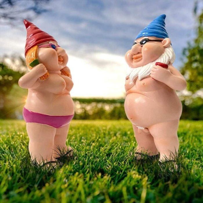 Garden Gnome - Funny Naked Garden Gnomes - Small Rude Statues - Gardening Gift for Families and Neighbors