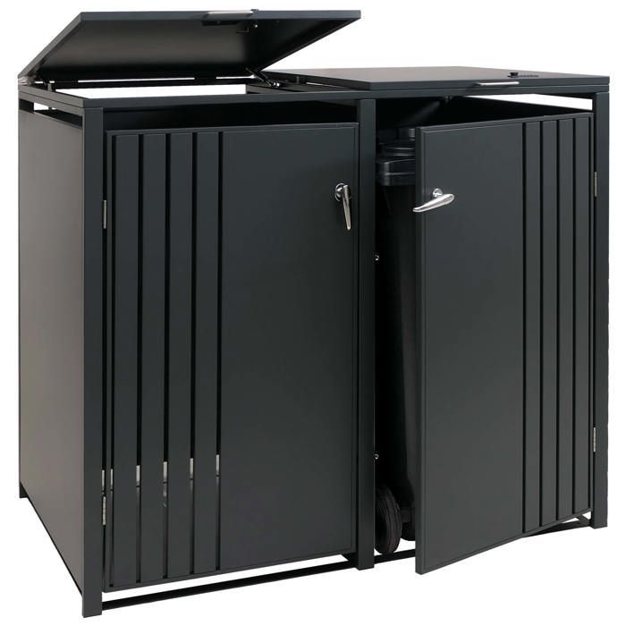 Armário para 2 lixeiras - DÉCOSHOP26 - 04_000 - 122x132x84 cm - Aço galvanizado com revestimento em pó - 80–240 L, com fechadura