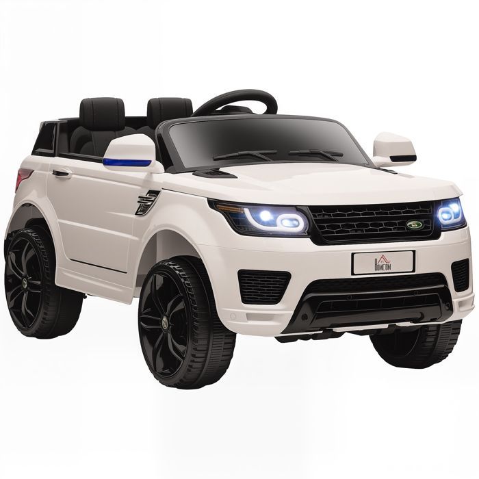 Voiture électrique enfants HOMCOM véhicule électrique 12 V, double moteurs, 3 à 5 km/h, blanc