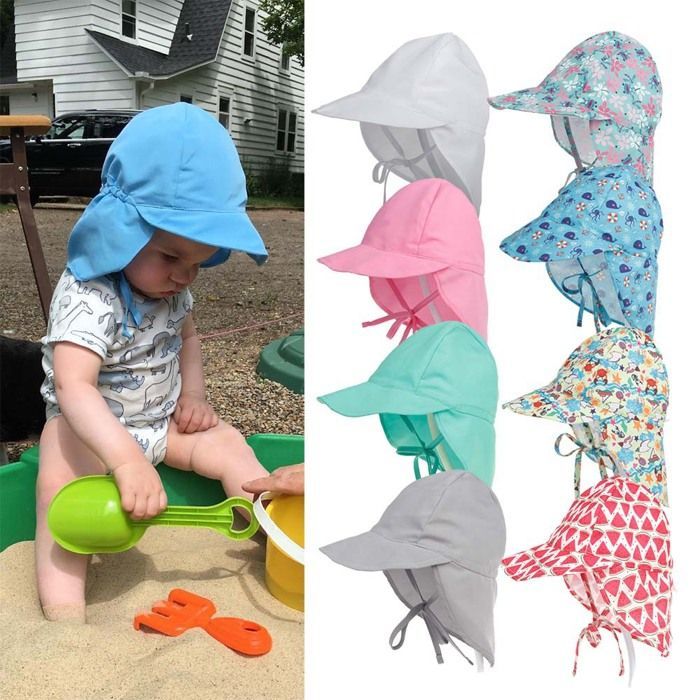 Sombrero de sol FUNMOON para niños de 0 a 5 años, con orejeras, protección UV para la playa y exteriores, con solapa - 688062