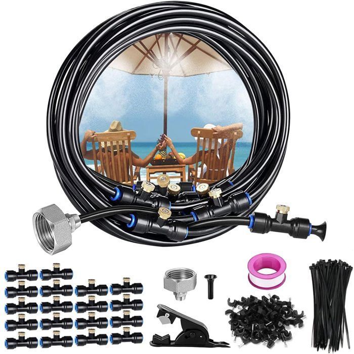 Sistema de nebulización de 15 m, sistema de nebulización para exteriores, sistema de nebulización para patios, sistema de enfriamiento por nebulización, kit de mangueras