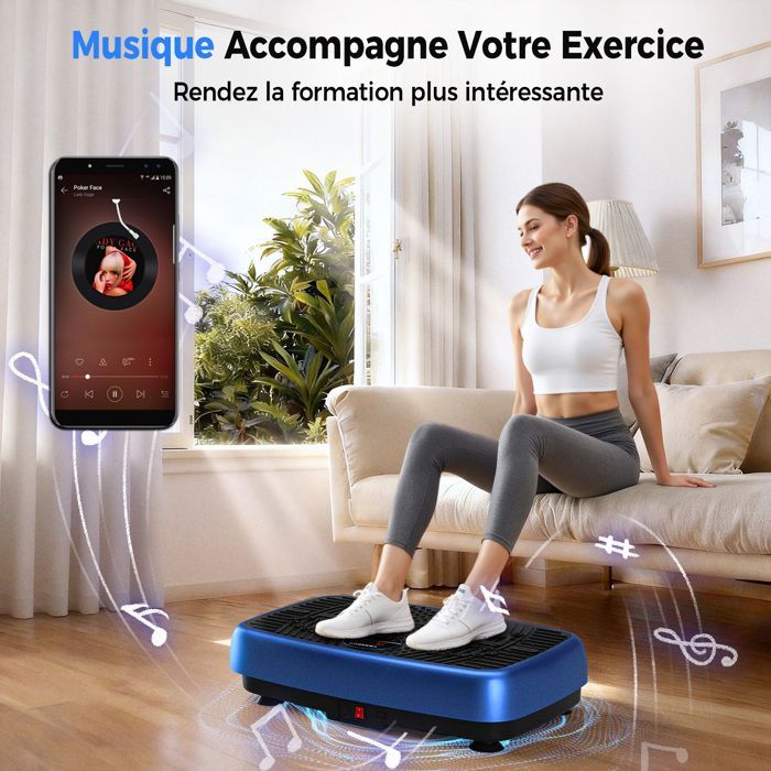 Plateforme Vibrante 2026 Neu 3D Plateforme 120 Vitesses avec Télécommande et écran LED - Massage - Bluetooth Intégré - 200kg Max