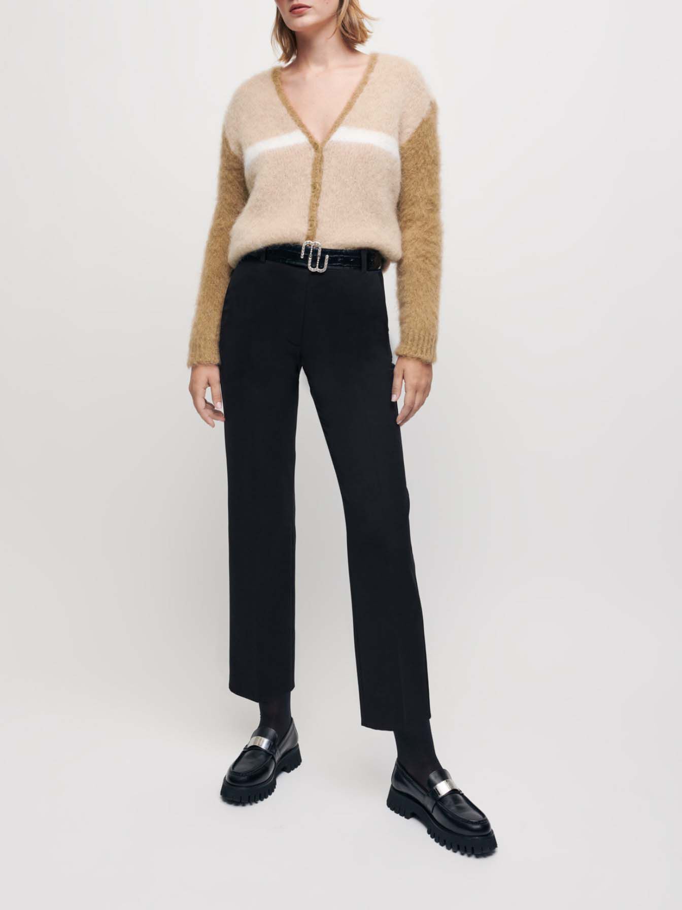 Gekaarde mohair cardigan - Camel