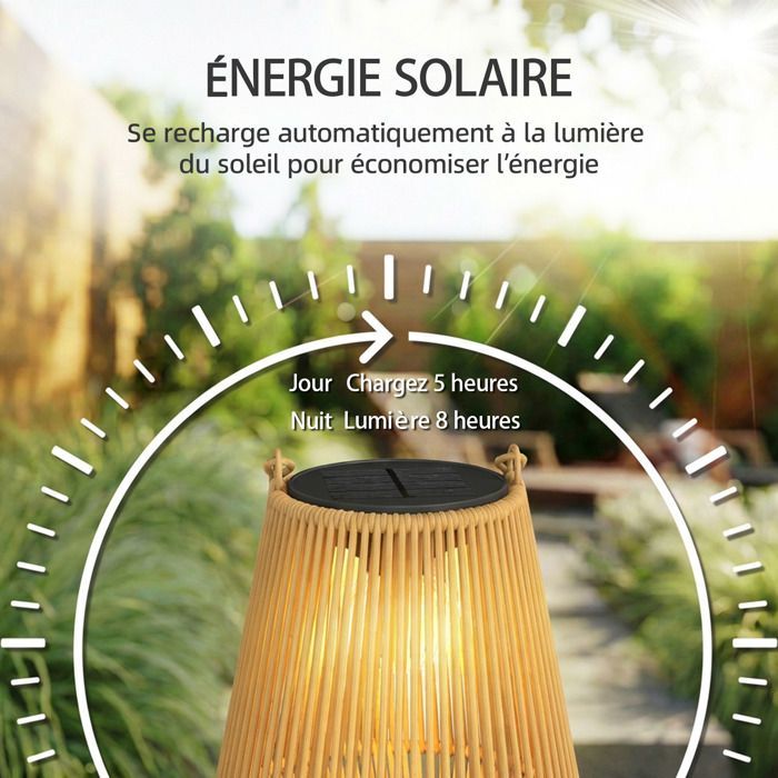 Juego de 2 faroles solares colgantes para exteriores, luces de jardín de resina tejida con encendido automático, color marrón.