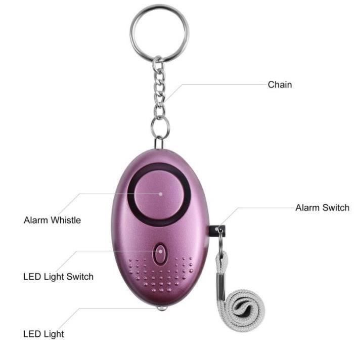 XT06629 - Persoonlijke alarm sleutelhanger 140 dB, goedgekeurd door de politie, mini luide verdediging, voor vrouwen, kinderen, meisjes, verpakking van 2, Po