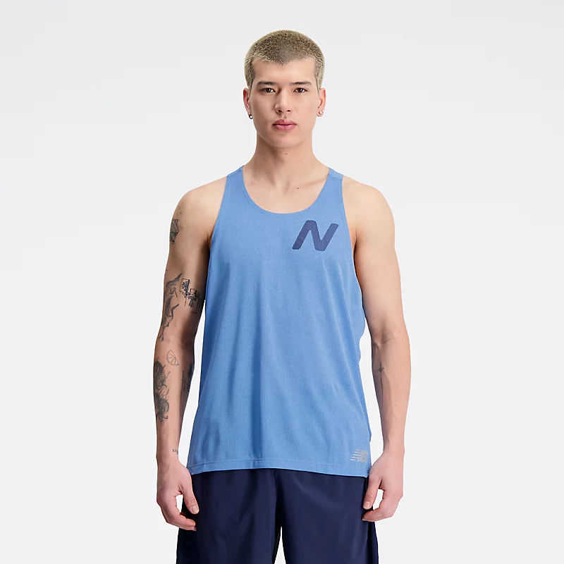 Maiou grafic pentru alergare pentru bărbați - HERITAGE BLUE HEATHER