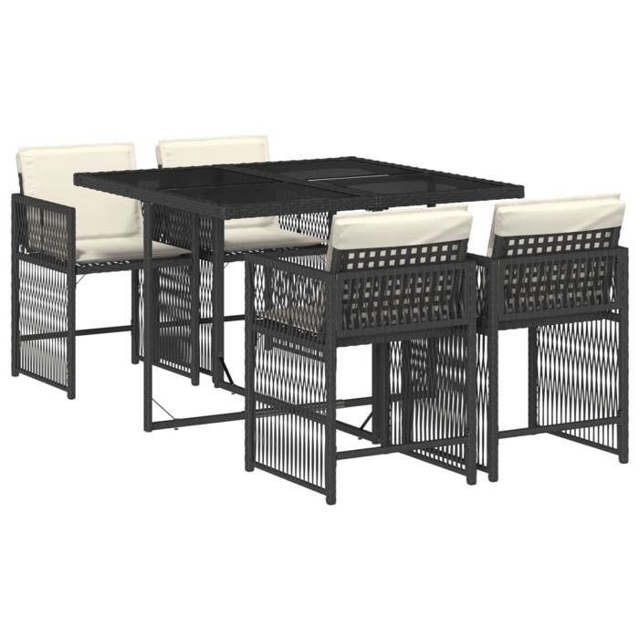 Set da pranzo da giardino vidaXL composto da 5 pezzi con cuscini, tavolo e sedie con schienali pieghevoli, mobili da esterno per patio 3211614