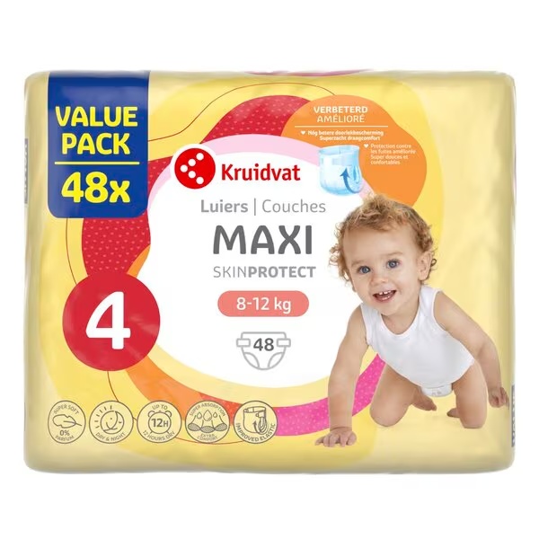 Kruidvat 4 Maxi пелене, повољно паковање, величина 4 (8-14 кг), 48 комада