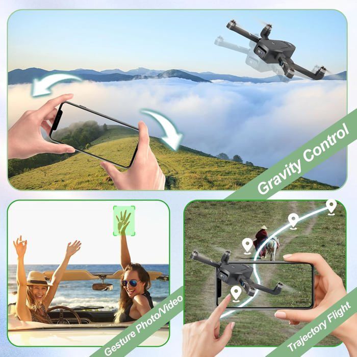 Dron con cámara, motor sin escobillas, ideal para adultos y principiantes, con 2 cámaras, cuadricóptero FPV RC, plegable, motorizado y ajustable, con resolución 1080P.