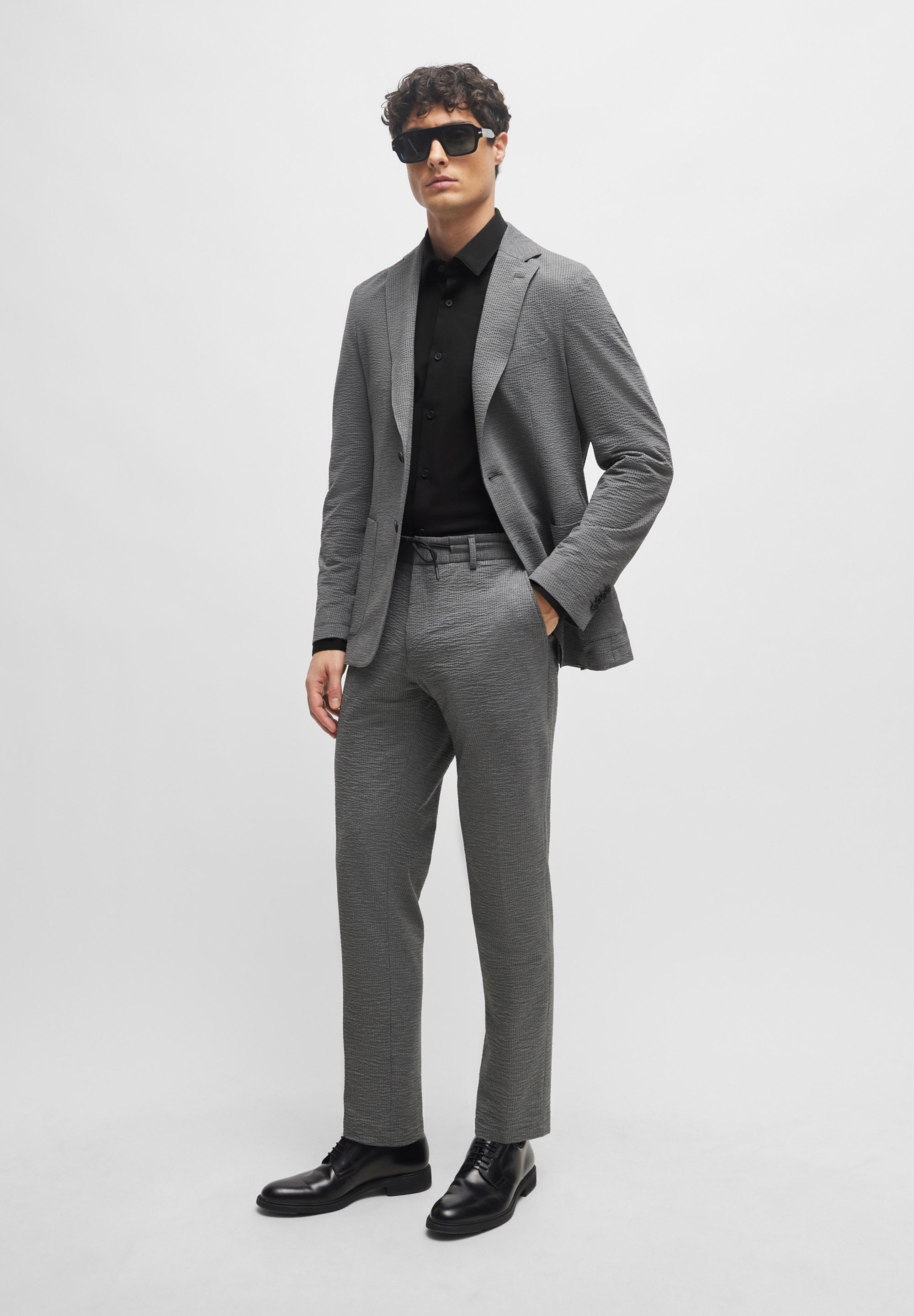 BOSS Slim Fit Langarm - Finskjorte - black