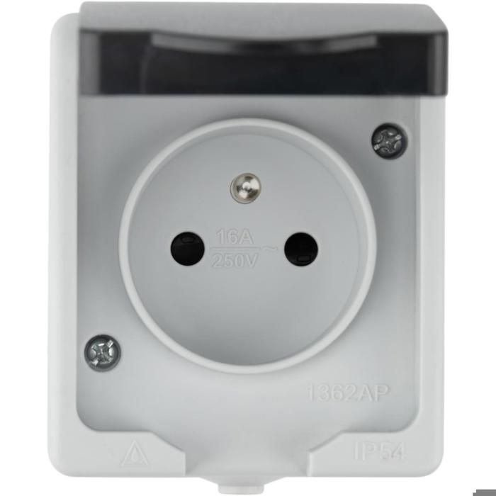 Enchufe de superficie de 16 A, 2 polos + entrada, IP54 - Aquae - Zenitech