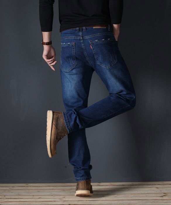 Men's Straight Leg Stretch Jeans Plus Size - INSFITY - Blue - Regular Fit - Adult - Men's