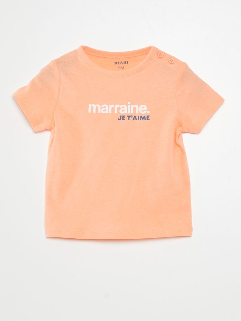T-shirt met korte mouwen en opdruk - ORANJE