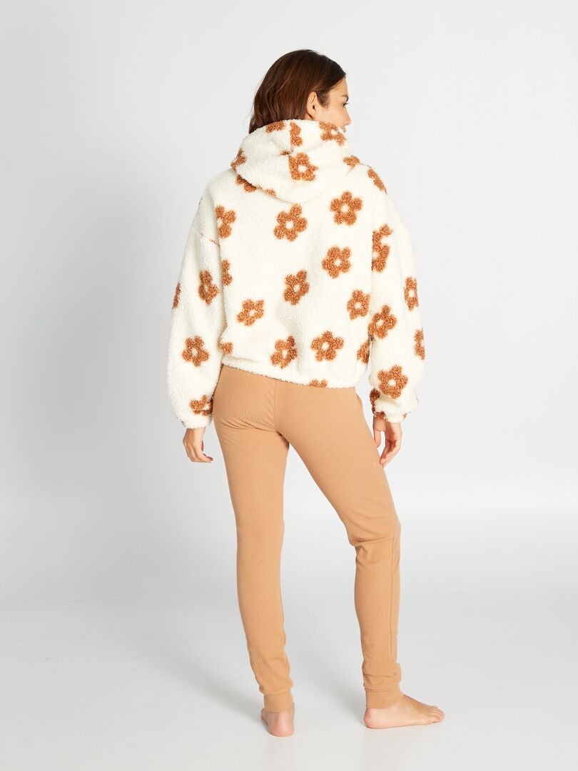 Conjunto de pijama de 2 piezas con capucha y pantalón - BLANCO