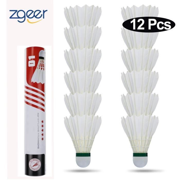 Volani da badminton, 12 pezzi, volani in piuma d'oca, palline da badminton per allenamento sportivo stabili e resistenti, bianche
