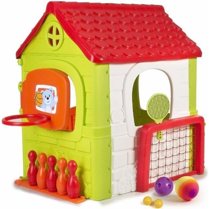 Casita de juegos FEBER 6 en 1 con múltiples actividades - Plástico resistente a los rayos UV