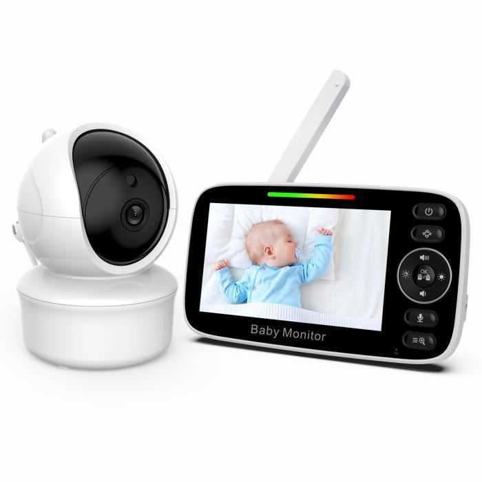 Monitor para bebés, pantalla LCD de 4,3'' y cámara para bebés con batería de 2100 mAh, monitor para bebés con VOX, visión nocturna, comunicación bidireccional.