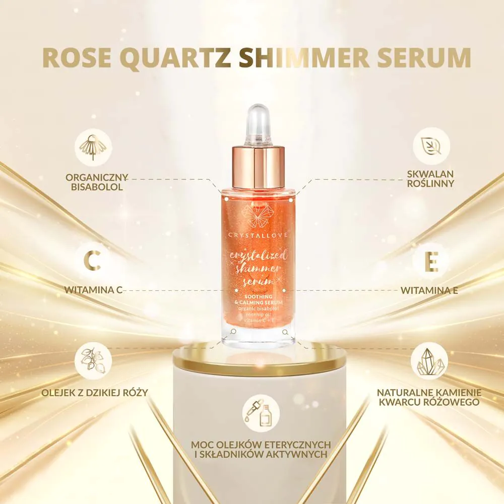 Crystallove serum do twarzy z Kwarcem Różowym + Płytka do Masażu Gua Sha