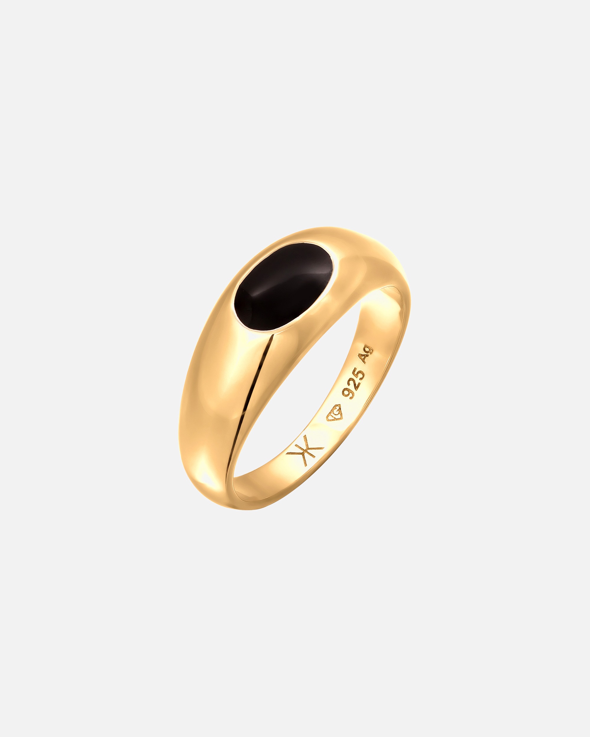 KUZZOI Kuzzoi Bague Chevalière Hommes Émail Noir Argent Sterling 925 Party / Nouvel An