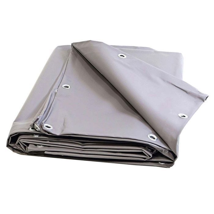 TECPLAST Carport Tarpaulin, Grey, 10x12 m XP640CP - 10-Year Warranty - Waterproof PVC Tarpaulin for Car Shelter - Made in France