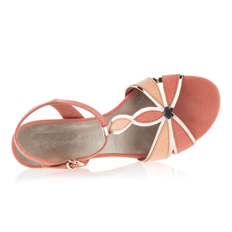Oransje sandaler / sko med åpen tå til dame