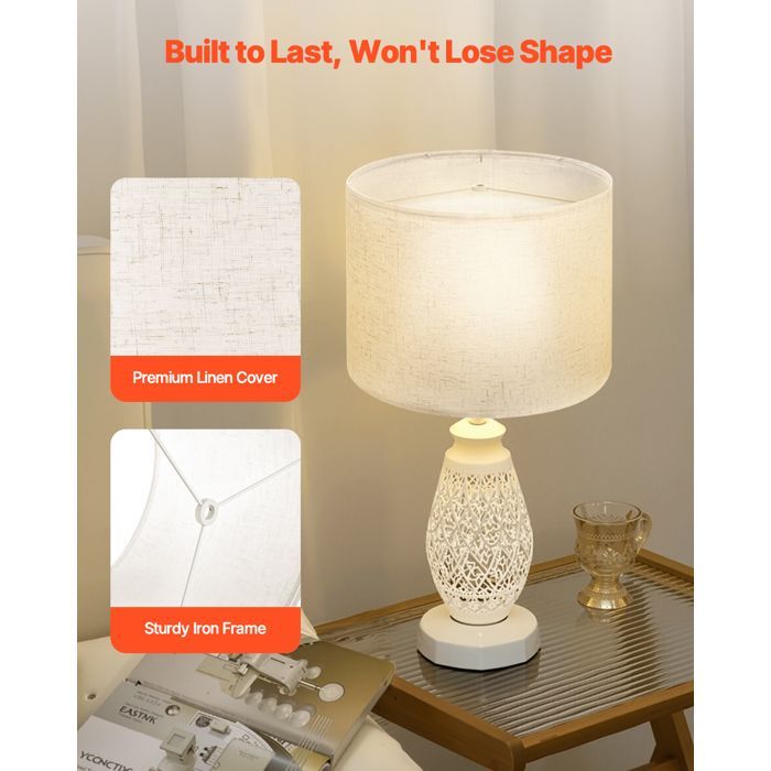 Drum Lampshade - VEVOR - 33x33x25 cm - Medium Linen Replacement Lampshade for Table Lamps, Floor Lamps and Pendant Lights