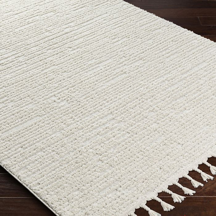 LIVABLISS Zacht Scandinavisch Boheems vloerkleed met korte pool TATUM voor de woonkamer 160x213cm Lichtgrijs/Ivoor