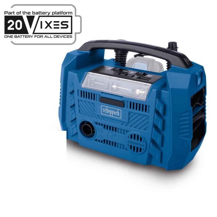 Airforce 6 cordless compressor - max pressure 10.3 bar - 6 accessories included - SCHEPPACH 20V IXES - without battery or charger