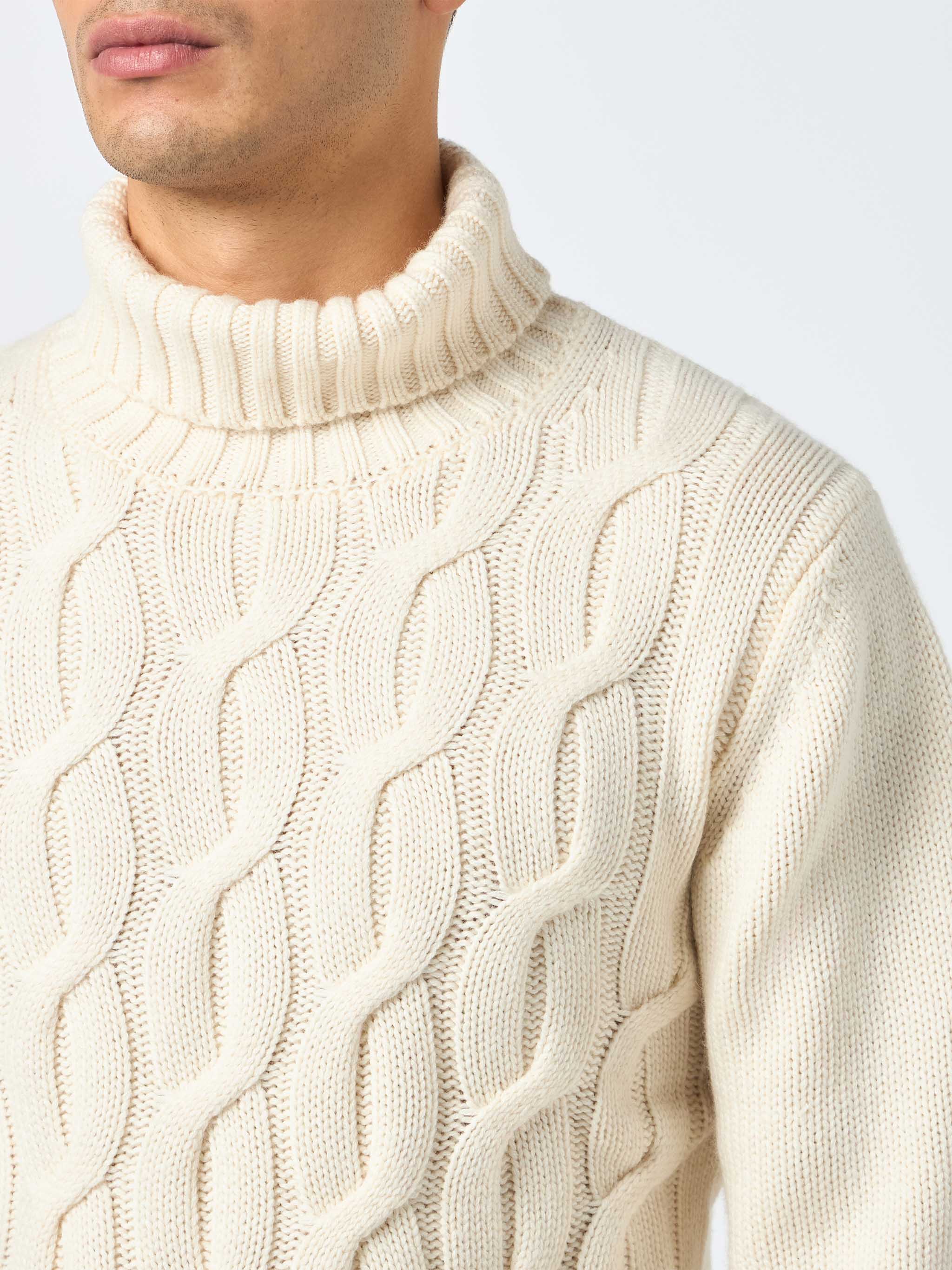 Jersey de punto trenzado de mezcla de cachemira para hombre