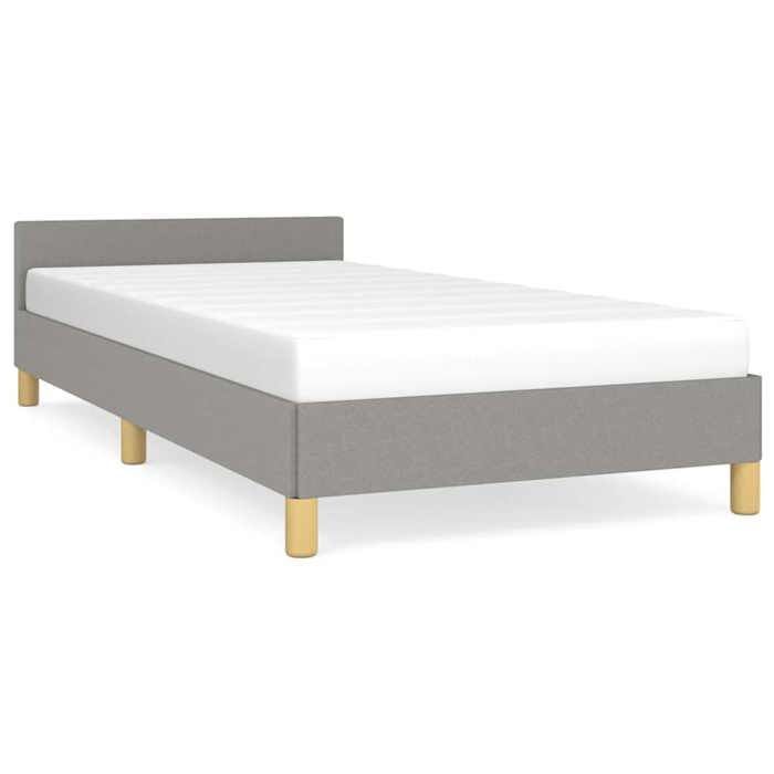vidaXL Cadre de Lit avec Panneau de Tête, 90x200 cm, Couchage Simple, Style Moderne, Gris Clair, Revêtement en Tissu, 347383