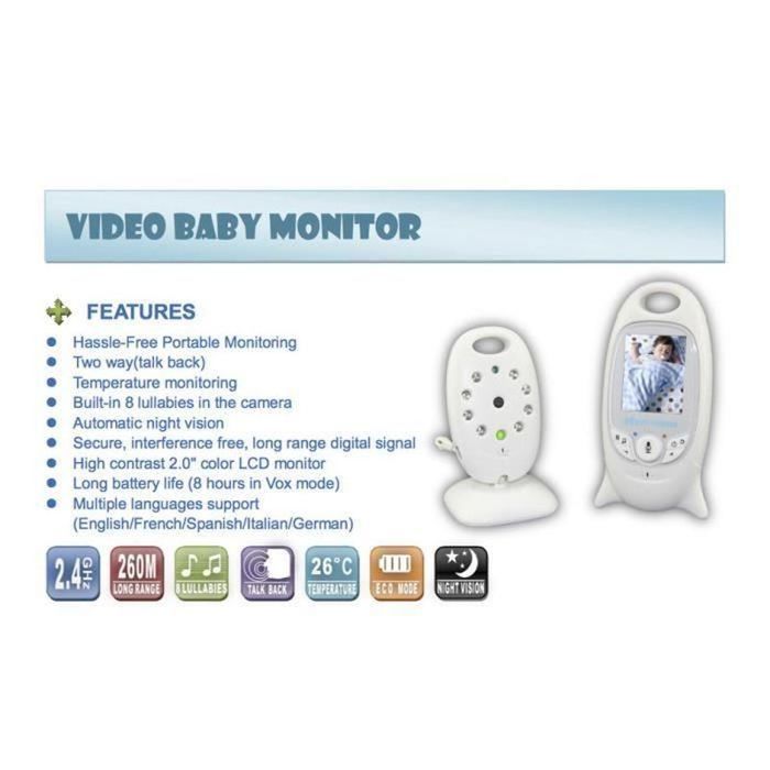 BABYALARM - BABYALARM Trådløs videobabyalarm multifunktionel - Mærke - Model - Farve-LCD - Nattesyn - 8 vuggeviser