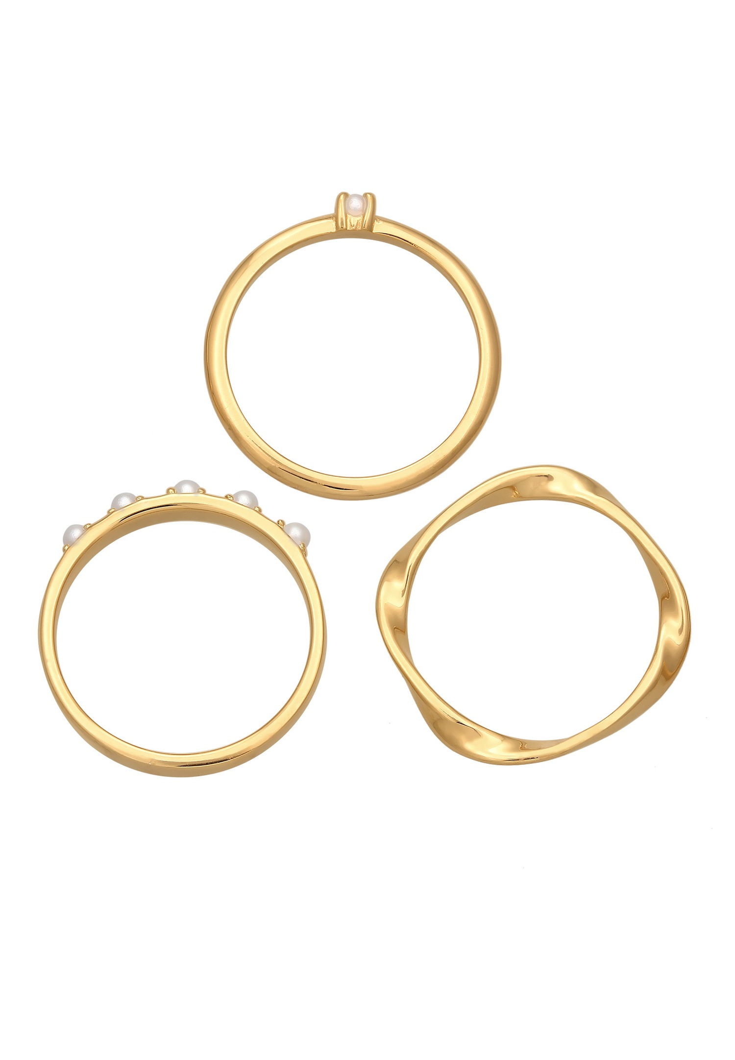 Elli Femmes pile de 3 perles de verre classique en Argent Sterling 925
