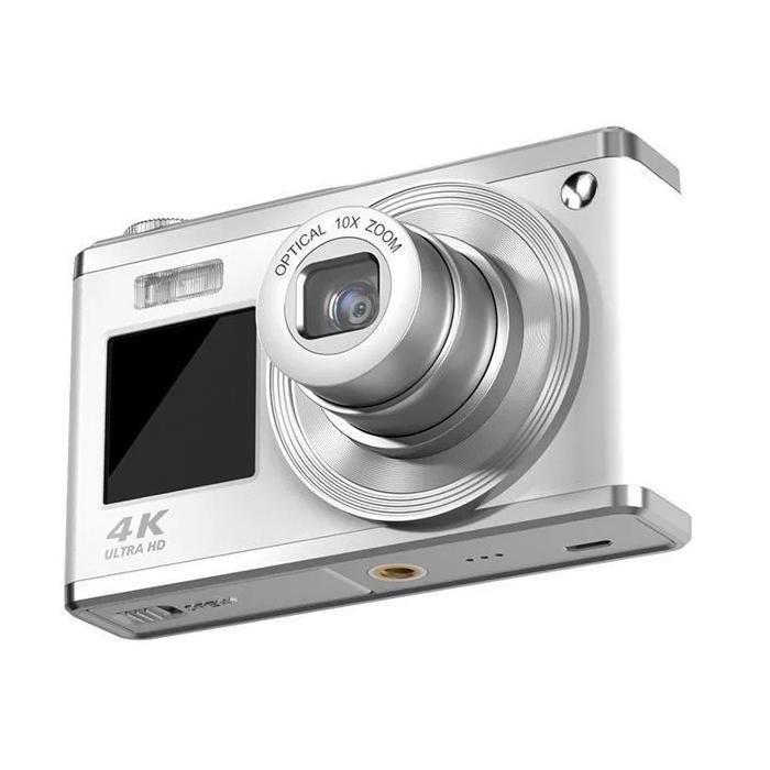 Cámara digital 4K de 8 MP, zoom 10x, enfoque automático, pantalla HD de 2,88 pulgadas, flash incorporado, cámara blanca de alta resolución.