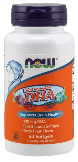 NOW Foods DHA Kids 100mg, Kapsułki do żucia