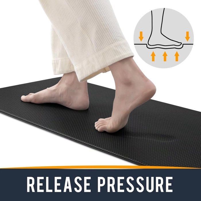Tapis de cuisine noir 44 x 150 cm, en cuir résistant, antidérapant, lavable et imperméable, idéal pour la cuisine, le salon et le