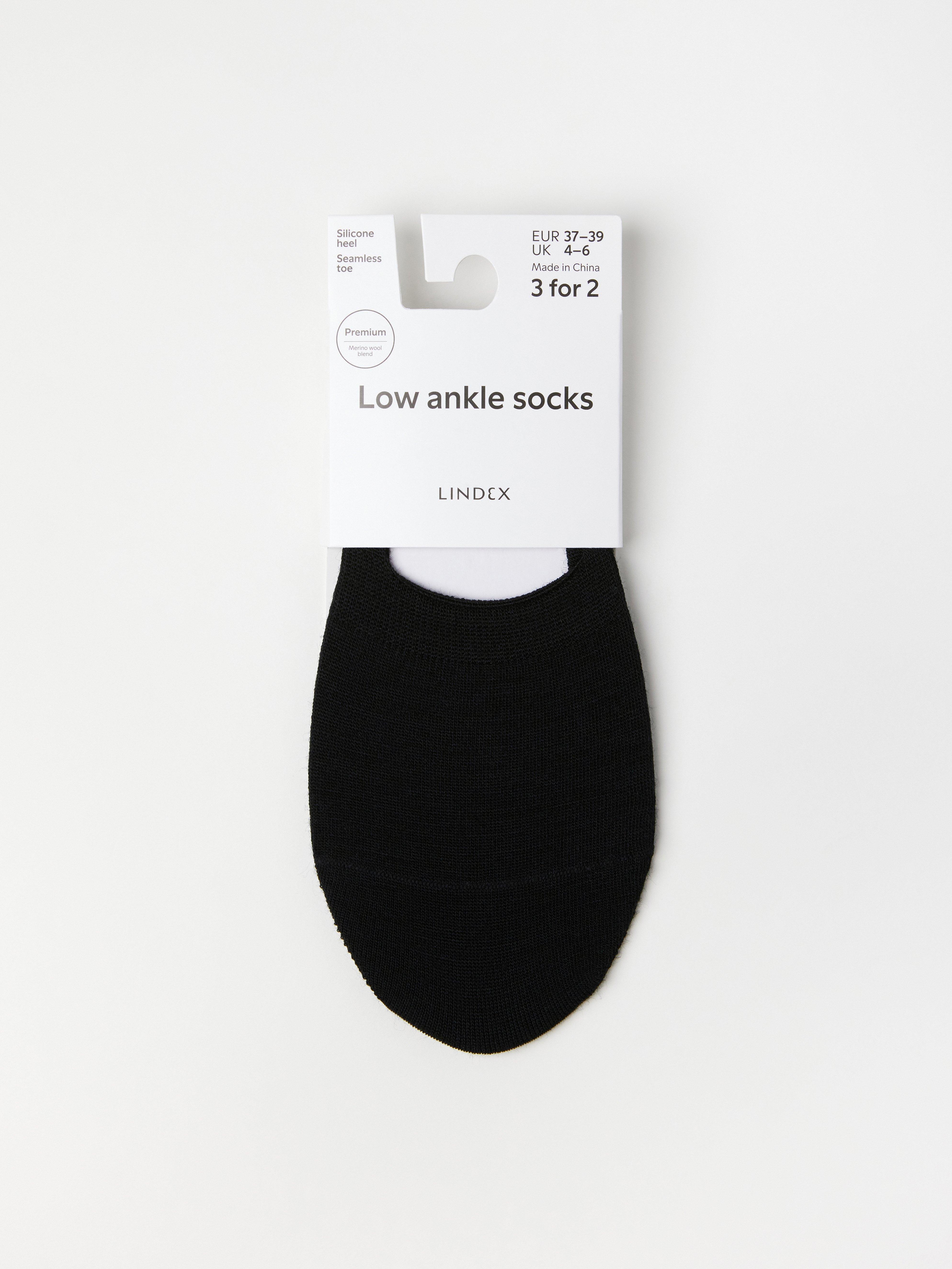 Meias curtas de cano baixo em mistura de lã merino pretas