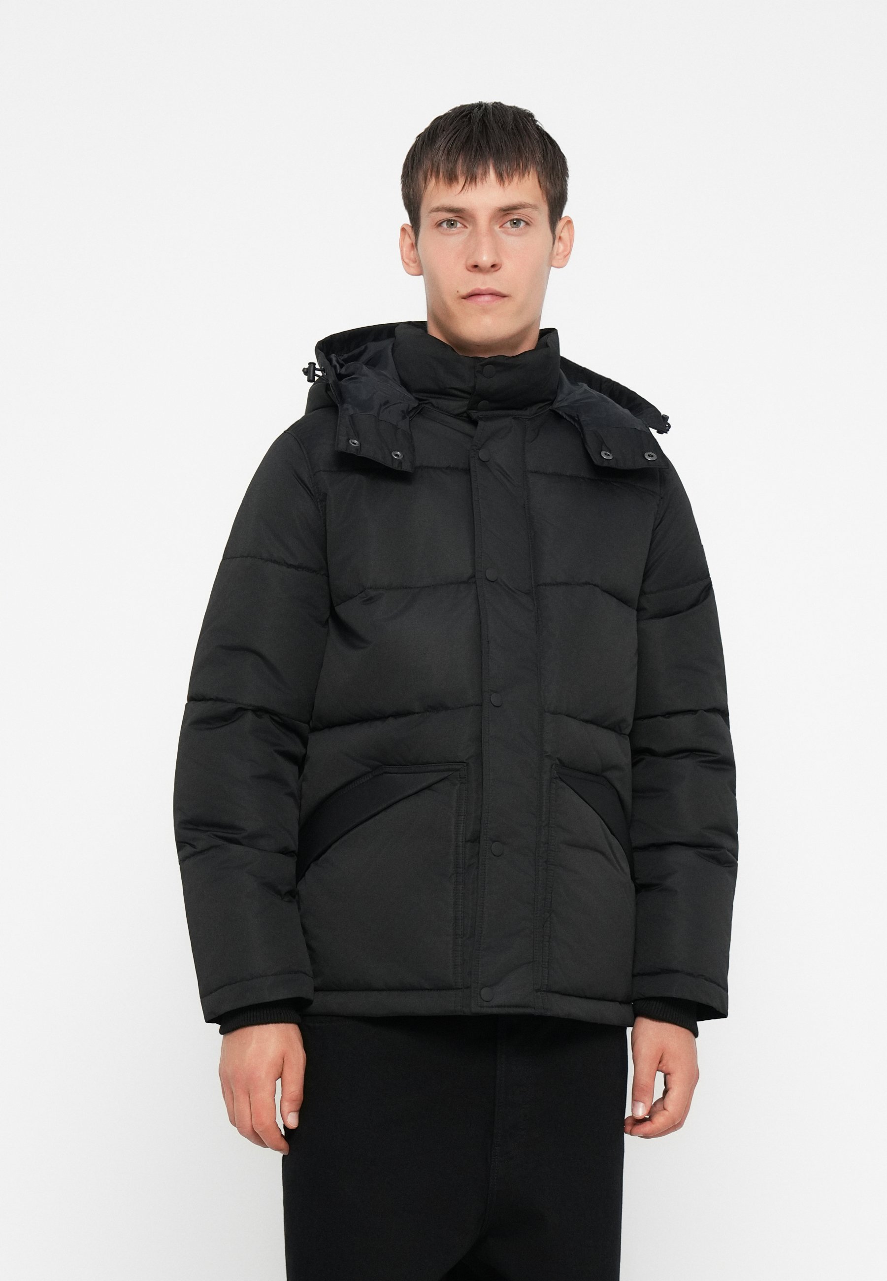 GAP GEWATTEERDE JAS MET HOODIE EN LOGO - Winterjas - zwart