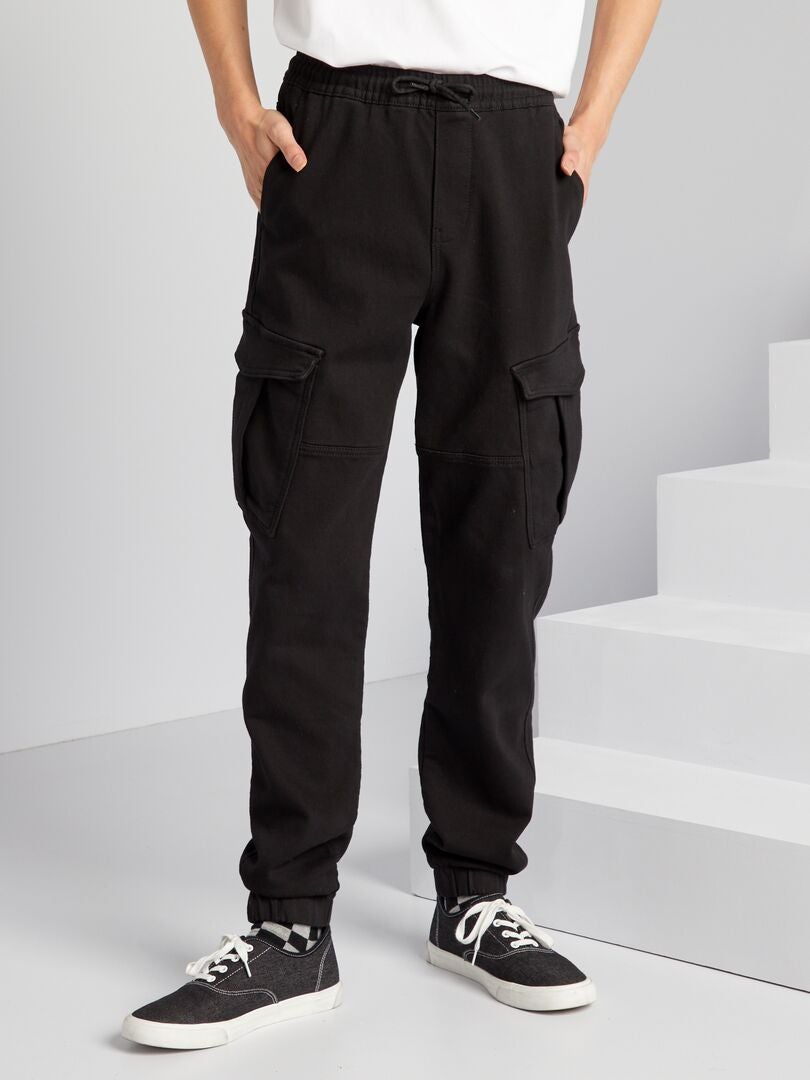 Joggingbroek met jeanslook - ZWART