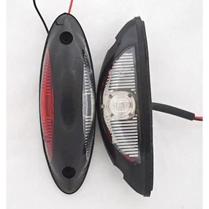 2 luces LED de posición de contorno de 24 V rojas/blancas para SUV, todoterreno, remolque, camión, autocaravana, caravana y chasis.
