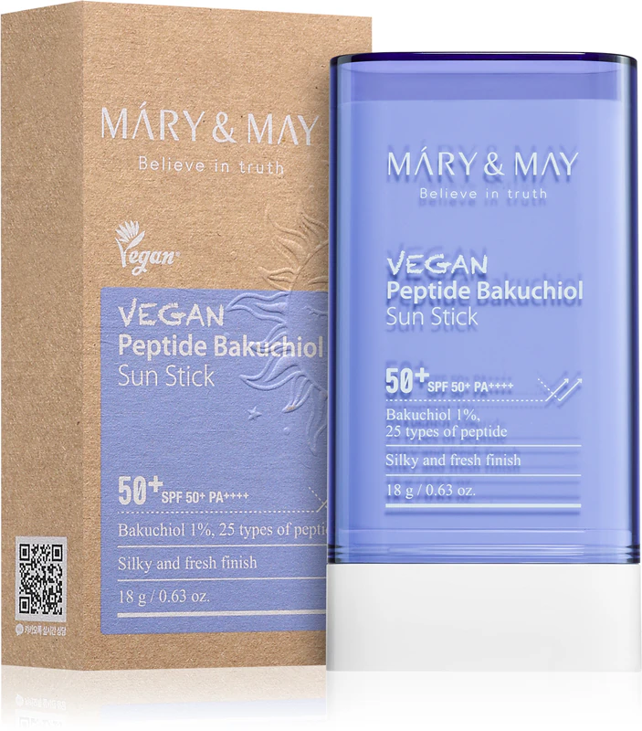 Protetor solar em bastão antirrugas Mary&May Peptide Bakuchiol Sun Stick.