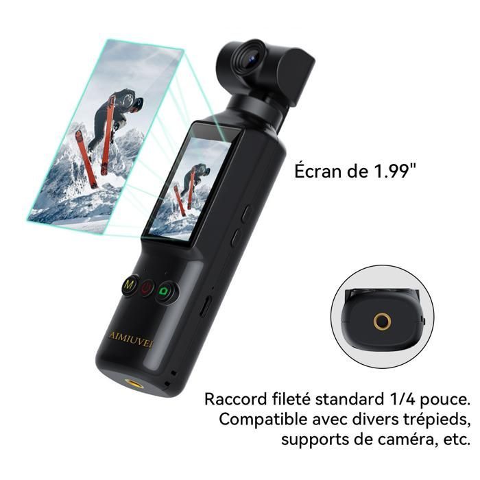 Cámara de acción AIMIUVEI 4K - Lente giratoria de 270° - WiFi/Pantalla de 1,99