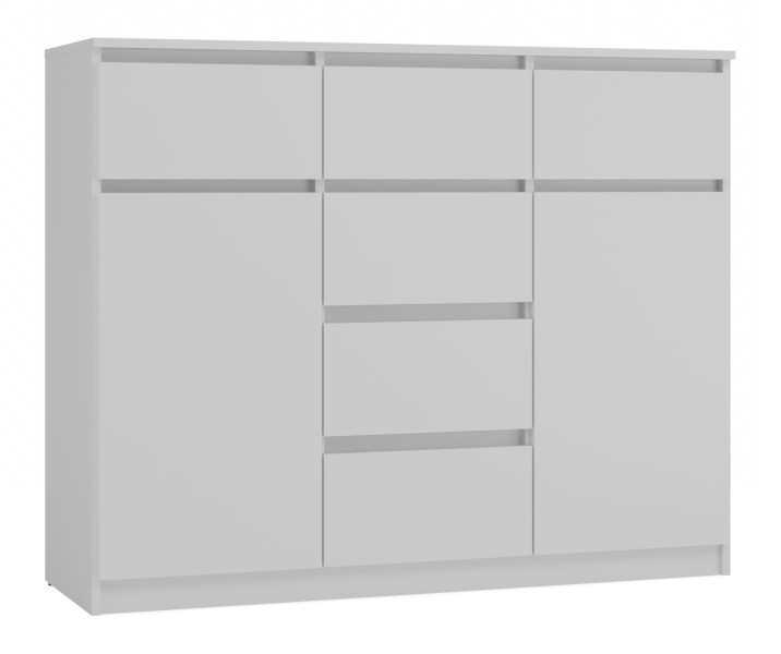 Komoda Topeshop 2D6S 120 cm 2 drzwi 6 szuflad biel