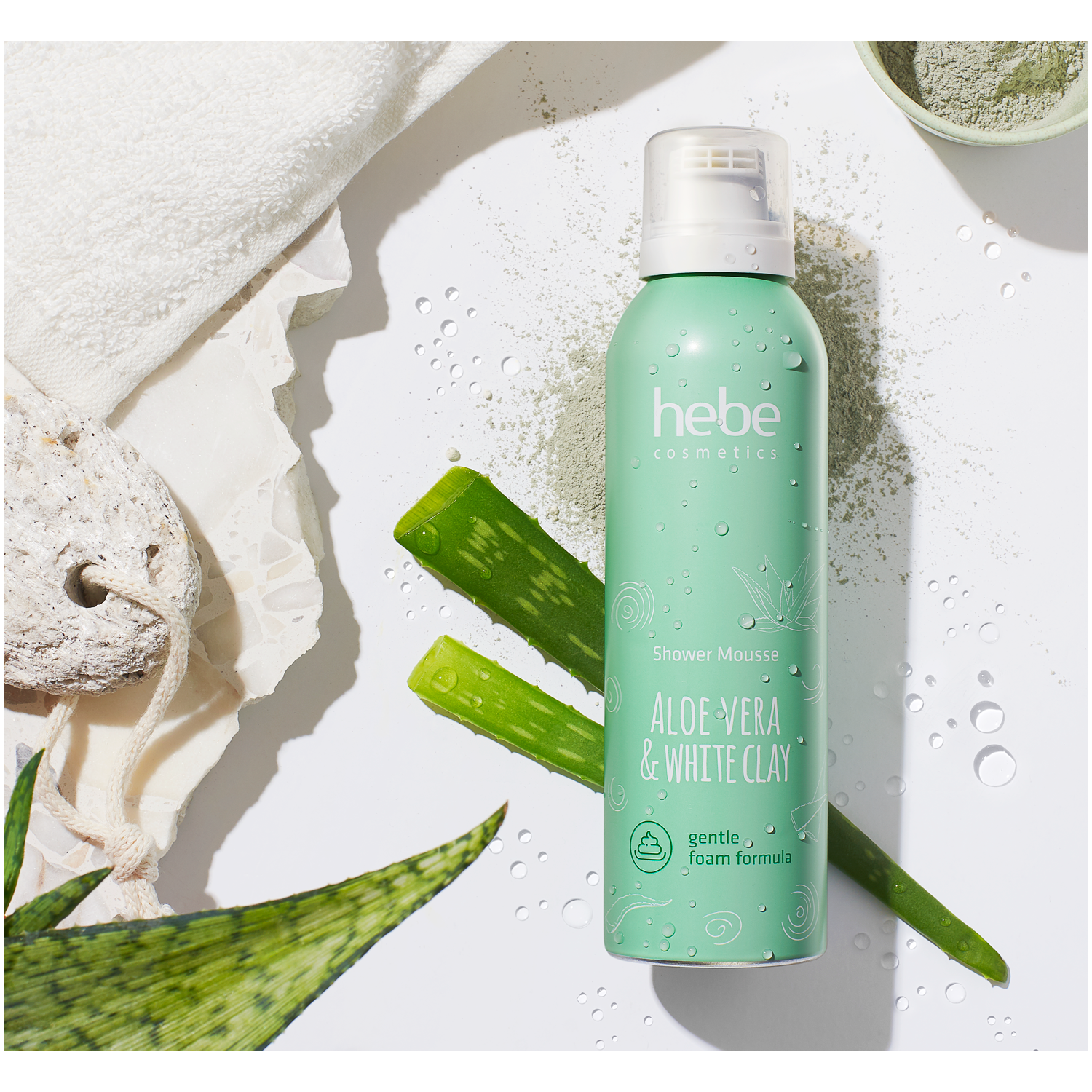 Sprchová pěna s aloe vera a bílým jílem od Hebe Cosmetics